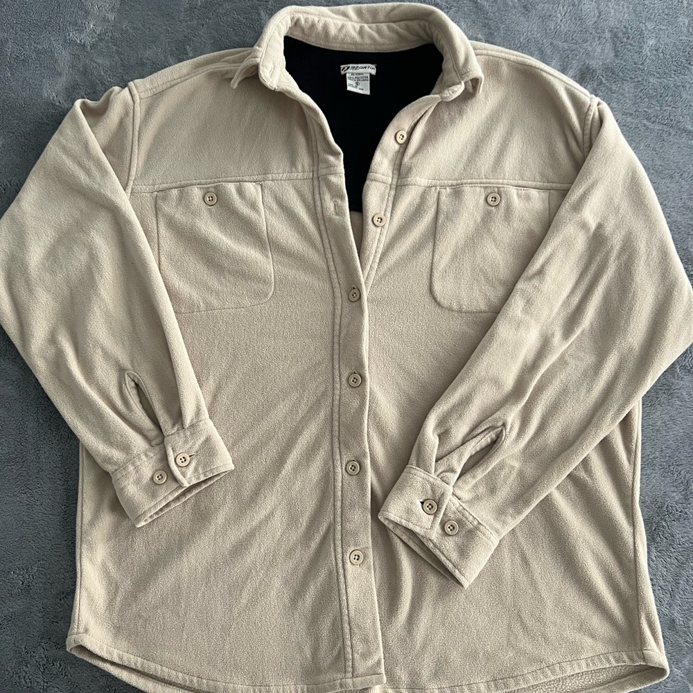 Beige Button-Up Shirt Jacket